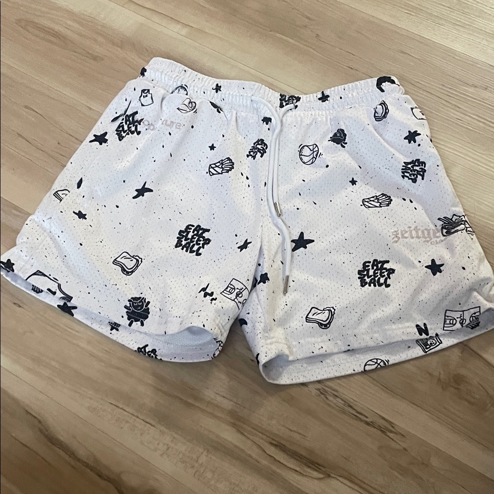White Shorts with Black Basketball Shorts- Hoop Culture